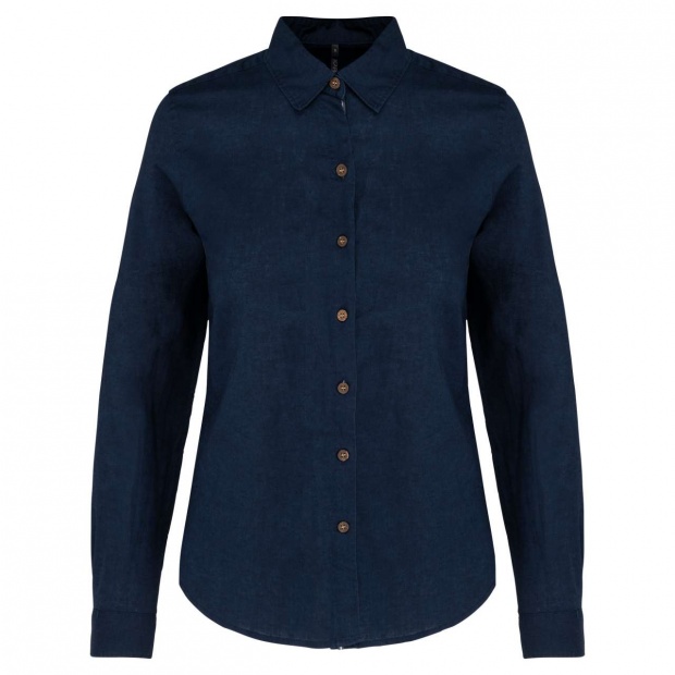 LADIES' LONG SLEEVE LINEN AND COTTON SHIRT