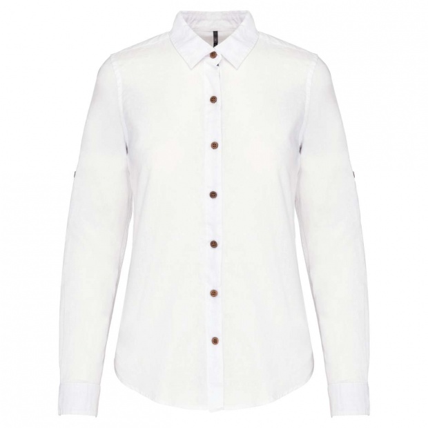 LADIES' LONG SLEEVE LINEN AND COTTON SHIRT