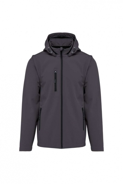UNISEX 3-LAYER SOFTSHELL HOODED JACKET WITH REMOVABLE SLEEVES