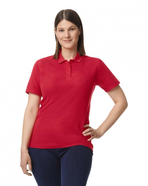SOFTSTYLE® LADIES' DOUBLE PIQUÉ POLO WITH 3 COLOUR-MATCHED BUTTONS