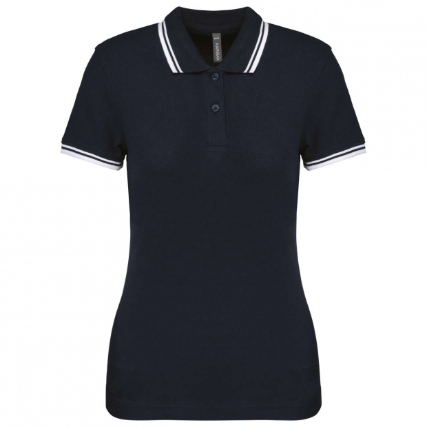 LADIE'S 2 STRIPED SHORT SLEEVED POLOSHIRT