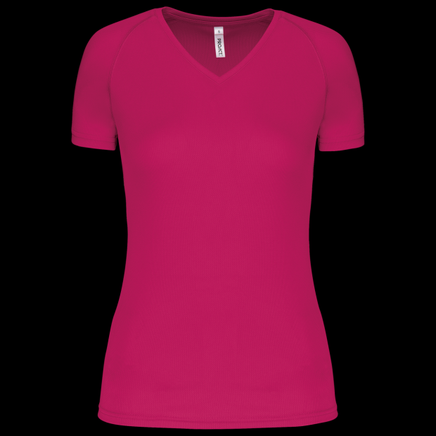 LADIES’ V-NECK SHORT SLEEVE SPORTS T-SHIRT