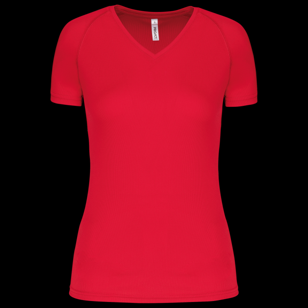 LADIES’ V-NECK SHORT SLEEVE SPORTS T-SHIRT