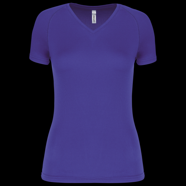 LADIES’ V-NECK SHORT SLEEVE SPORTS T-SHIRT