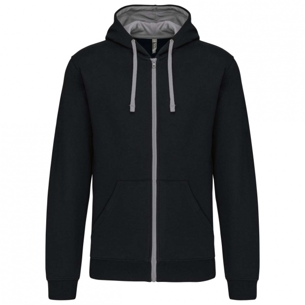 MEN'S CONTRAST HOODED FULL ZIP SWEATSHIRT