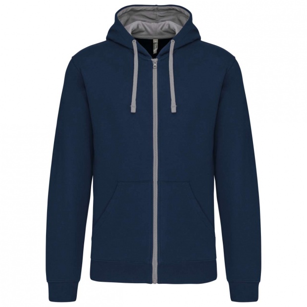 MEN'S CONTRAST HOODED FULL ZIP SWEATSHIRT
