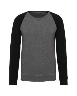 MEN'S TWO-TONE ORGANIC CREW NECK RAGLAN SLEEVE SWEATSHIRT