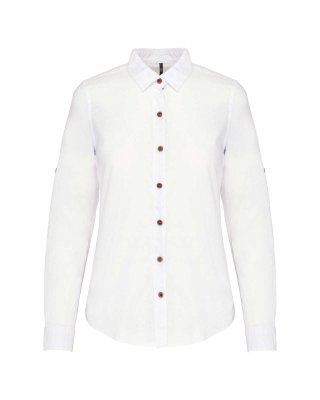 LADIES' LONG SLEEVE LINEN AND COTTON SHIRT