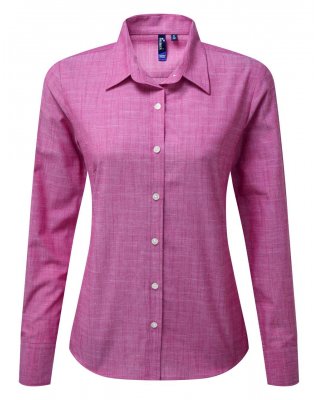 WOMEN'S COTTON SLUB CHAMBRAY LONG SLEEVE SHIRT