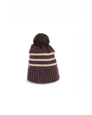 KNITTED STRIPED BEANIE IN RECYCLED YARN