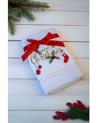 OLIMA CHRISTMAS TOWEL - MERRY CHRISTMAS ORNAMENTS