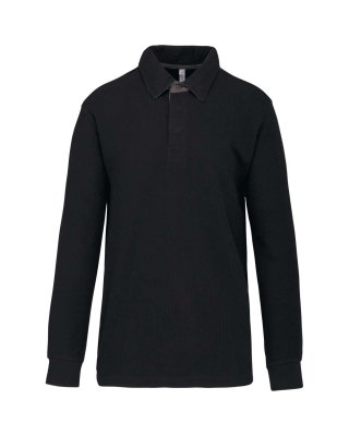 FRENCH RIB - LONG-SLEEVED RIBBED POLO SHIRT