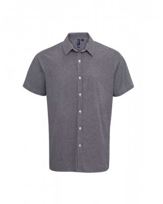 MEN'S SHORT SLEEVE GINGHAM COTTON MICROCHECK SHIRT
